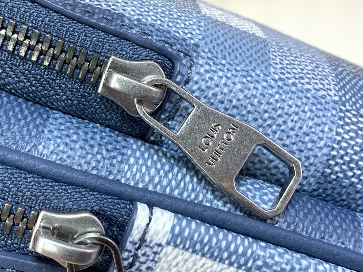 Blue Mosaic Sling Crossbody Bag hardware detail view with mosaic pattern and matte hardware