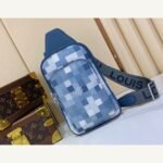 Blue Mosaic Sling Crossbody Bag full front view on neutral thumbnail background