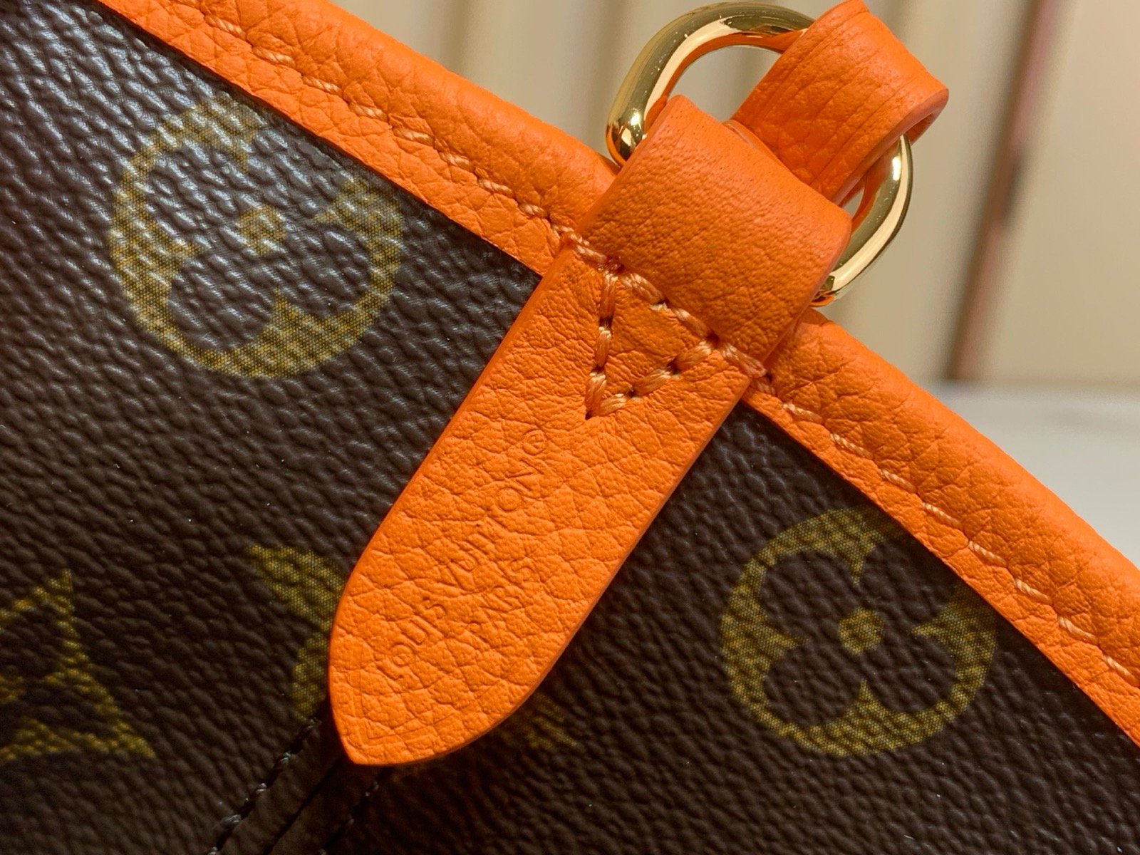 Brown Orange Reversible Mini Tote Bag interior view with reversible patterned canvas and grained texture