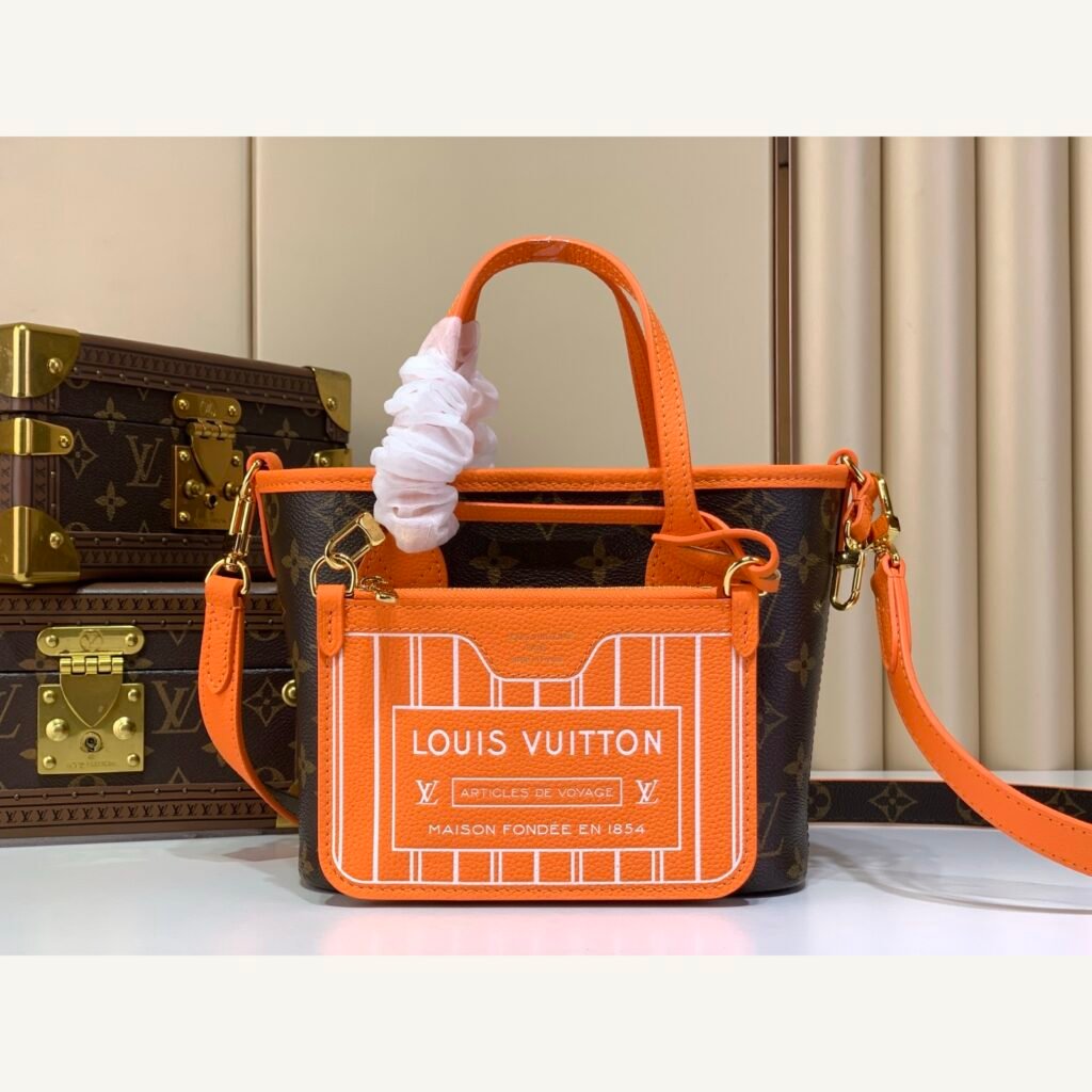 Brown Orange Reversible Mini Tote Bag full front view on neutral thumbnail background