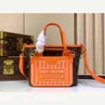 Brown Orange Reversible Mini Tote Bag full front view on neutral thumbnail background