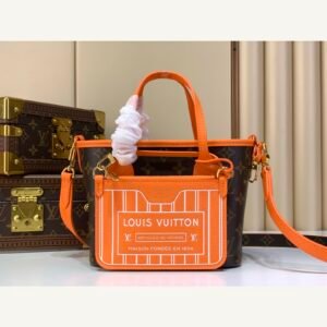 Brown Orange Reversible Mini Tote Bag full front view on neutral thumbnail background