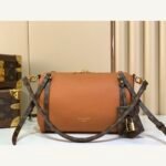 Cognac Brown Small Crossbody Bag full front view on neutral thumbnail background