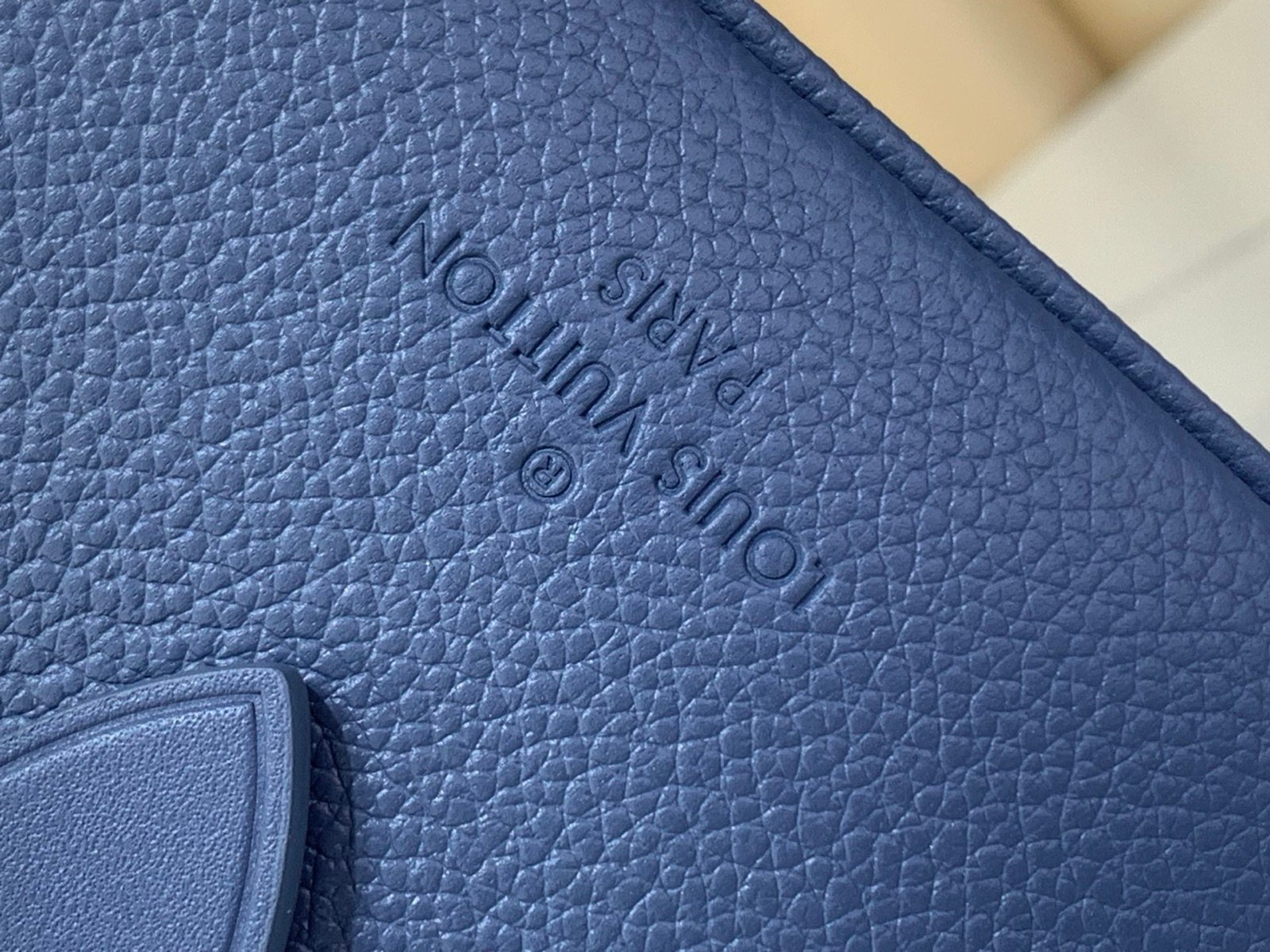 Royal Blue Embossed Compact Boston Bag detail view with embossed texture and silver tone hardware